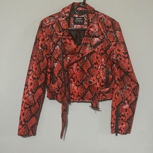 Ashley red snakeskin pleather jacket